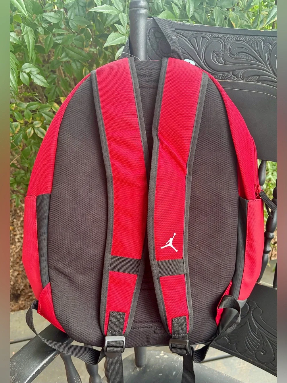 NWT JORDAN Red and Black Backpack - Fits up to a 15” laptop/water bottle holder
